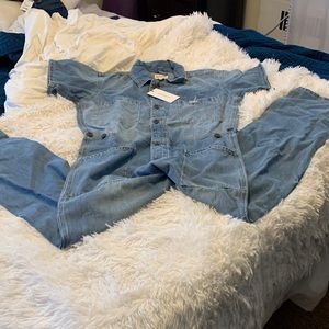 Denim shirt sleeve jumpsuit brand new